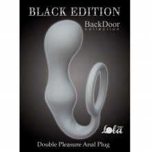 Эрекционное кольцо с анальной пробкой «Double Pleasure Anal Plug Grey», цвет серый, 4217-02Lola, из материала Силикон, коллекция Backdoor Black Edition, длина 18 см.