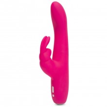 Силиконовый женский вибратор «Rabbit Slimline Curve Rechargeable» изогнутой формы, цвет розовый, Happy Rabbit 73133, длина 24.1 см.
