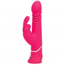 Женский вибратор с клиторальным стимулятором «Thrusting Realistic», цвет розовый, Happy Rabbit 71507, из материала Силикон, длина 22.9 см.