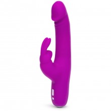 Изогнутый женский вибратор «Rabbit Slimline Realistic Rechargeable», цвет фиолетовый, Happy Rabbit 73134, длина 22.9 см.