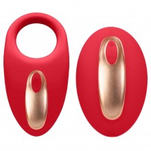 Силиконовое эрекционное виброкольцо Elegance «Poise Red» с дистанционным пультом, цвет красный, Shots Media SH-ELE018RED, длина 9 см.