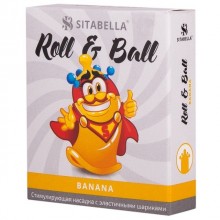 Стимулириующий латексный презерватив с усиками и ароматом банана «Roll & Ball» упаковка 1 шт, СК-Визит SIT 1424 BX, цвет Желтый