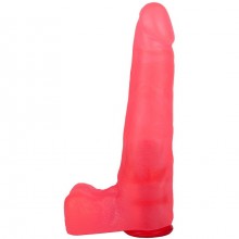 Гелевая насадка с мошонкой для страпона, длина 16.5 см, диаметр 3.4 см, Биоклон INS191800ru, бренд LoveToy А-Полимер, из материала ПВХ, цвет Розовый, длина 16.5 см.