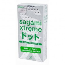Ультратонкие ребристые презервативы «Xtreme Type-E», упаковка 10 шт, Sagami INSSag040, из материала Латекс, цвет Телесный, длина 19 см.