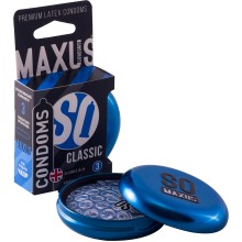 Классические презервативы из натурального латекса «Classic №3», упаковка 3 шт, MAXUS 0901-004, длина 18 см.