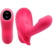Клиторальный стимулятор «Fancy Clamshell» с вагинальной пробкой на дистанционном пульте управления, Baile BI-014368W, из материала Силикон, коллекция Pretty Love, цвет Розовый, длина 7 см.