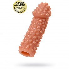 Насадка на пенис с дополнительной стимуляцией, цвет телесный, Kokos ES.10-S, из материала TPR, длина 14.7 см.