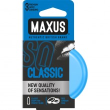 Латексные классические презервативы «Classic №3», упаковка 3 шт, CLASSIC №3, бренд Maxus, цвет Прозрачный, длина 18 см.