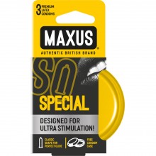 Ребристый латексные презервативы с точками «Special №3», упаковка 3 шт, Maxus SPECIAL №3, цвет Прозрачный, 3 мл.