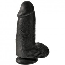 Толстый реалистик на присоске с мошонкой King Cock «Chubby - Black», цвет черный, PipeDream PD5532-23, длина 22.9 см., со скидкой
