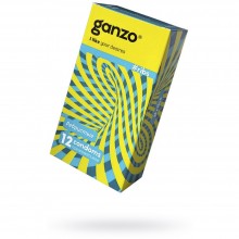 Ganzo «Ribs» ребристые презервативы с согревающей смазкой, упаковка 12 шт., из материала Латекс, длина 18 см.