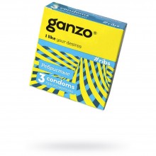 Ganzo «Ribs» презервативы ребристой формы с согревающей смазкой упаковка 3 шт., из материала Латекс, длина 18 см.