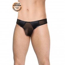Сексуальные трусы-стринги со вставками из Wetlook материала «SoftLine Mens Collection», цвет черный, размер XL, из материала Полиамид