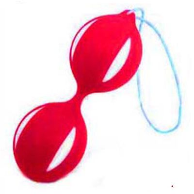 Вагинальные шарики со смещенным центром, цвет красно-белый, White Label 47070-MM, 47070-MM, из материала ПВХ, цвет Красный, длина 10 см.