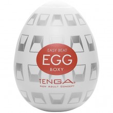 Мужской ручной мини-мастурбатор Tenga Egg «Boxy», цвет белый, T498, из материала TPE, длина 6 см.