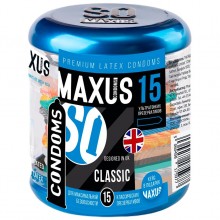 Классические презервативы в металлическом кейсе MAXUS Classic, 15 шт, 5977mx, цвет Прозрачный, длина 18 см.