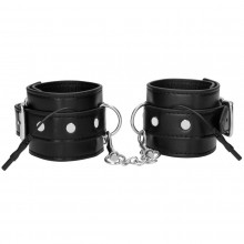 Черные наручники с электростимуляцией «Electro Handcuffs», Shots Media ELC016BLK, из материала Искусственная кожа, цвет Черный, длина 31.5 см.