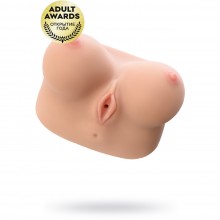 Реалистичный мастурбатор вагина и грудь с вибрацией и ротацией «Juliana Breast», цвет телесный, Kokos 01-002-01V, из материала TPR, длина 20 см., со скидкой