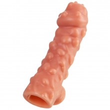 Насадка на пенис с крупными бугорками и отверстием для мошонки Kokos «Extreme Sleeve Res.003» средняя, цвет телесный, RES.003-M, из материала TPE, длина 15.6 см.