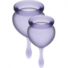Набор фиолетовых менструальных чаш «Feel Good», 15 мл и 20 мл, Satisfyer SATJ1763-4, из материала Силикон, длина 7.1 см.