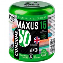 Набор презервативов трех видов в металлическом кейсе «MAXUS Mixed», 15 шт, MAXUS Mixed №15, из материала Латекс, длина 18 см.