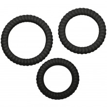 Набор силиконовых эрекционных колец для пениса «Lust 3», черный, Orion 5042970000, диаметр 3.5 см., со скидкой