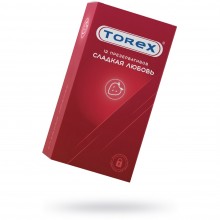 Презервативы «Torex Сладкая любовь №12» со вкусом клубники, латекс, 12 шт, 00914, цвет Прозрачный, длина 18 см.