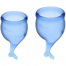 Набор синих менструальных чаш Feel secure Menstrual Cup, бренд Satisfyer, из материала Силикон, 20 мл.
