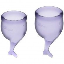 Набор фиолетовых менструальных чаш Feel secure Menstrual Cup, бренд Satisfyer, из материала Силикон, цвет Фиолетовый