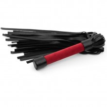 Черная плеть с красной ручкой «My Rules», БДСМ арсенал 6904-2ars, из материала Экокожа, длина 27 см.