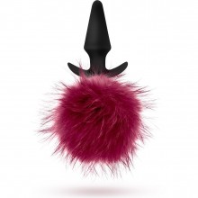 Силиконовая анальная пробка с бордовым заячьим хвостом «Fur Pom Pom», рабочая длина 8.9 см, Blush novelties BL-59200, цвет Бордовый, длина 12.7 см.
