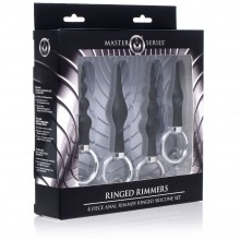 Набор из 4 анальных стимуляторов с кольцами Master Series «4 Piece Silicone Anal Ringed Rimmer Set», черный, XR Brands AF930