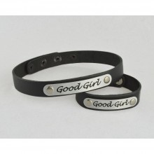 Кожаный ошейник-чокер «Good Girl», черный, Sitabella 3354 GG, бренд СК-Визит, длина 41 см.
