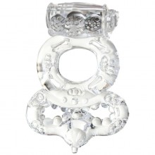 Прозрачное эрекционное кольцо с вибропулей и подхватом, Toyfa 818037-1, из материала TPE, цвет Прозрачный, диаметр 2 см.