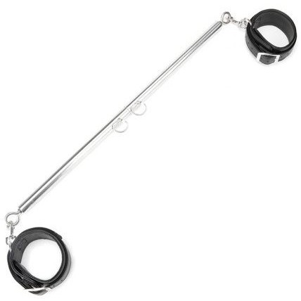 Регулируемая распорка со съемными наручниками, максимальная длина 90 см, Lux Fetish LF1000, из материала Металл, цвет Черный, длина 90 см.