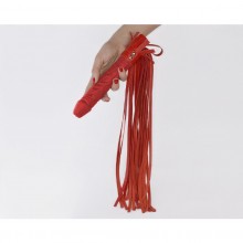 Красная плеть «Ракета» с рукоятью-фаллоимитатором,, бренд СК-Визит, из материала Кожа, длина 10.6 см.