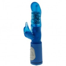 Синий вибратор с клиторальным стимулятором «Classic Dolphin», длина 24 см, Seven creations 50946, длина 24 см.