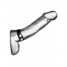 Ремень-утяжка на пенис с регулировкой диаметра и металлическими кнопками, Джага-Джага 901-04 BX DD, из материала Экокожа, цвет Черный, длина 19.5 см.