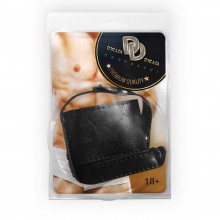 Утяжка на пенис и мошонку с кольцом, черная, Джага-Джага 901-09 BX DD, из материала Экокожа, цвет Черный, длина 21 см.