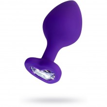 Фиолетовая втулка «Diamond Heart» с прозрачным стразом, рабочая длина 7 см, Toyfa 357026, из материала Силикон, цвет Фиолетовый, длина 8 см.