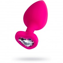 Розовая анальная втулка «ToDo Diamond Heart» со стразом в форме сердечка, силикон, Toyfa 357027, длина 9.5 см., со скидкой