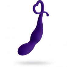 Анальная втулка «Wlap» с петлей для пальца в виде сердечка, фиолетовая, рабочая длина 11.5 см, Toyfa 357030, из материала Силикон, цвет Фиолетовый, длина 16 см.