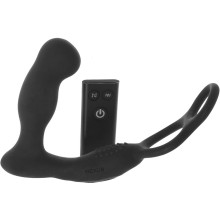 Вибростимулятор простаты с кольцами для пениса и мошонки «Nexus Revo Embrace», черный, REVOEM, длина 20 см.