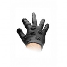 Черная силиконовая стимулирующая перчатка «Stimulation Glove», FST011BLK, бренд Shots Media, длина 28 см.