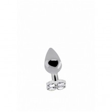 Серебряная анальная пробка с прозрачным бриллиантовыми кристаллами в форме клевера, Shots RIC012SIL, бренд Shots Media, коллекция Rich, длина 7 см.