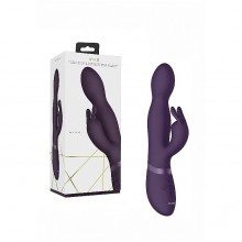 Фиолетовый вибромассажер-кролик «Niva» с функцией «мгновенный оргазм», рабочая длина 11.5 см, Shots VIVE015PUR, бренд Shots Media, коллекция Vivid Raw, длина 21.5 см.