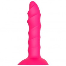 Розовый ребристый анальный фаллоимитатор «Twisted plug» с присоской, общая длина 14 см, Dream toys 21445, длина 14 см.