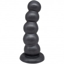Черная насадка-плаг «PLATINUM 9» в виде елочки из шариков на харнесс-трусики, ПВХ, Lovetoy 138700, бренд Биоклон, длина 24 см.