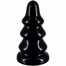 Черная анальная пробка «MAGNUM» размером 18 - 20,5 см, цвет черный, обтекаемая, рельефная форма, от Lovetoy 421800, бренд Биоклон, длина 20.5 см.