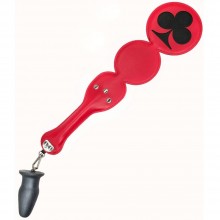Шлепалка «Трефы» с анальным плагом, LoveToy 520600, бренд Биоклон, цвет Красный